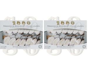 1880 - Polvorones faits à la main 0% de sucre ajouté, qualité suprême, gourmandise typique de Noël, recette artisanale, emballage individuel, 280 grammes (Lot de 2)