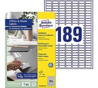 1890 étiquettes enlevables blanches, format 25,4 x 10 mm (10 feuilles A4 / cdt)