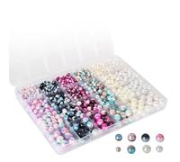 1890 Pièces Perles pour Bracelet,4/6/8/10 MM Perles Colorées avec Des Trous,Perle de Rocaille,Multicolore Perle Rondespour DIY Bijoux,Bracelets,Boucles,Colliers,Broche (Foncé)