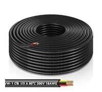18Awg Electric Wire 15m,3x0.75mm² 3 Wires,Copper Core,High Temperature Resistance,5V/12V/24V,Extension Cable for Car LED Lighting