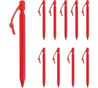 18cm Aluminum Camping Pegs With Rope-Heavy Duty Tent Pegs For Ground Anchor,Pack Of 10,Red,Perfect For Tent,Tarp,Bivvy And Outdoor Activities