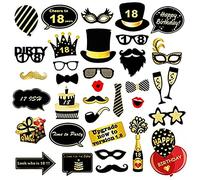 18ème Anniversaire Accessoires Photo Booth Props, 35 Pcs DIY Kit Convient pour His Or Hers 18 ème Anniversaire Celebration Propulsion de Photobooth