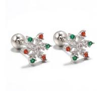 18g Christmas Snowflake Cartilage petit étalon boucle oreille cristal vert rouge minuscule back boucles d'oreilles Helix tragus barbe à carrosserie bijoux de piercing pour les femmes