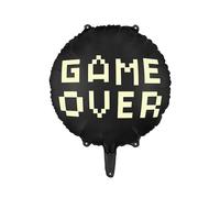 PartyDeco Ballon rond en aluminium Game Over Noir 45 cm