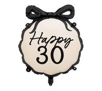 Ballon de fête d'anniversaire 30 ans avec nœud - Ballon en aluminium noir et blanc pour 30 ans