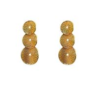 18K or Triple couche filigrane cercle boucles d'oreilles, creux maille tissé disque linéaire boucles d'oreilles, minimaliste texturé déclaration bijoux pour femmes