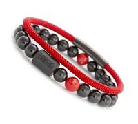 18KOra Bracelet pour homme Pierres naturelles 8 mm et corde nautique 4 mm Bracelet homme avec pierre d'onyx | Porte-monnaie en PVC inclus, Pierres naturelles, corde nautique, acier inoxydable