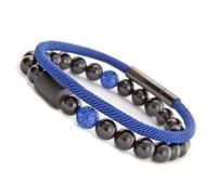 18KOra Bracelets pour homme | Pierres naturelles 8 mm | Set 2 pièces (onyx élastique + corde nautique) | Cadeau élégant pour fête des pères et événements spéciaux, polyvalent, résistant à l'eau et