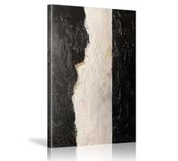 18meng Art Abstraite Beige Noir Tableau Affiche Decoration Murale Grande Toile Peinture Minimaliste Decoration Murale Salon Maison Décoration Cuisine de Chambre 70x140 cm Avec Cadre