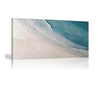 18meng Art Grande Abstraits Bleu et blanc Vagues Tableau Murale Decoration Nature Paysage Impression Sur Toile Peintures Poster Sur Toile Mural Salon Tableau Decor Chambre 70x140 cm Avec cadre