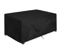 18meng Art Housse Salon de Jardin Exterieur 160x120x75cm/LxWxH Noir 420D Tissu Oxford Housse de Protection Résistance au Vent Anti-UV Impermeable Bache Table de Jardin pour Table Chaise Set