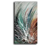 18meng Art Impression sur toile abstraite Vert et Marron Impression Ligne Géométrique sur Toile Tableau Mural XXL Pour Salon Chambre Grande Taille Décoration Murale Sans Cadre 25x50 cm