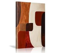 18meng Art Moderne Impression sur Toile Blanc et Marron Géométrique Abstrait Image Tableau Murale Affiche 70x140 cm XXL Grande Décoration Salon Chambre Tableaux Decoratifs Muraux Avec Cadre