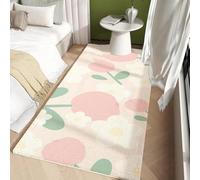 18meng Art Rose Beige Tapis Salon Lavable Chambre Tapis à Poils Ras Enfant Fille Garcon Fleurs de Dessin Animé 3D Imprimé Super Doux Cachemire Lisse Fin Léger Antidérapant Grand Tapis 100 x 140 cm