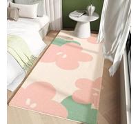 18meng Art Rose Tapis Salon Lavable Chambre Tapis à Poils Ras Enfant Fille Garcon Fleurs de Dessin Animé 3D Imprimé Super Doux Cachemire Lisse Fin Léger Antidérapant Grand Tapis 60 x 150 cm
