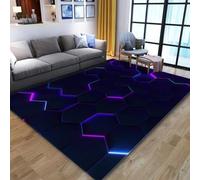18meng Art Tapis Sol Gaming Graffiti Console De Jeu Motif Tapis Chambre Ado Garcon 3D Tapis Antidérapant Graffiti Jeu Console Décoration Tapis Salon Flanelle Tapis Doux (Noir Violet, 40x60 cm)