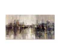 18meng Art Vintage Ville Immeuble Abstrait Tableau Decoration Murale Brun Noir Moderne Texture Impression sur Toile Affiche Peinture Decor Maison pour Salon Chambre 30x60cm Sans Cadre
