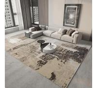 18meng Tapis abstrait rectangulaire lavable à rayures marron et noir pour salon, chambre à coucher, salle à manger, couloir - 60 x 150 cm