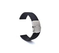 18mm 20mm 22mm 24mm Bracelet en Silicone Boucle Pliante Fit pour Samsung Fit pour Galaxy Watch Gear S2 S3 Bracelet en Caoutchouc à Dégagement Rapide Bracelet Bracelet de Montre (Color : Black, Size :