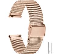 18mm Watch Strap For Smartwatch, Universal Metal Steel Mesh Replacement Bands Quick Release For Men Women (Rose Gold, 18mm)