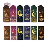 18pcs Enveloppes d'Argent de l'Aïd, 22x8cm Enveloppes de l'Aïd Moubarak pour Espèces Enveloppe du Ramadan Porte-Carte Cadeau de l'Aïd pour Enfants Fête Musulmane Décoration (6 Styles)