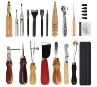 18PCS Kit Outils Cuir DIY Outillage Poinçon Artisanat Maroquinerie Bricolage Main Punch Trou Stitching Working Sewing Saddle