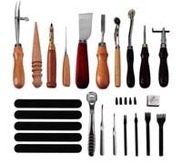 18Pcs Kit Outils de Travail du Cuir Outil Artisanat Main à Coudre Outillage Poinçon Maroquinerie Bricolage