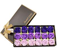 18pcs Savon parfumé à la Fleur Rose Fleur -, Cadeau pour Anniversaire/Anniversaire/Mariage/boîte de la Saint-Valentin (Violet)