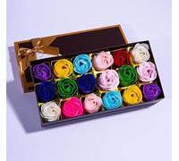18pcs savon rose fleur - parfumé à la fleur - savon à l'huile essentielle de plante, cadeau pour anniversaire/mariage/boîte de la Saint-Valentin (multicolore)
