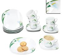 18pcs Service à café White Calla Porcelaine Tasses Soucoupes Assiettes Fleurs blanches