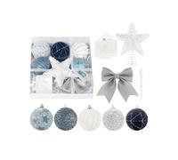 18pcs/set Christmas Bauble Balls Pendant XmasTree Hanging Ornament Star Toppers Decoration for Home Party New Year Gift
