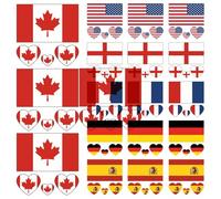 18pcs Tatouage temporaire 6 drapeaux country 2, 36 pouces imperméables de longue durée de tatouage football longue durée