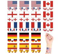 18pcs Tatouage temporaire 6 drapeaux country 2, 36 pouces imperméables de longue durée de tatouage football longue date autocollants country pour hommes femmes enfants (ensemble 1)