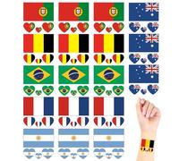 18pcs Tatouage temporaire 6 drapeaux country 2, 36 pouces imperméables de longue durée de tatouage football longue durée