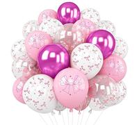 18Pièces Ballons Décoratifs Rose et Blanc avec Motifs de Noeuds Papillon et Ballons Métalliques - Pour Fêtes, Anniversaires, Baby Shower et Célébrations Fille
