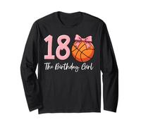 18th Birthday Girl Basketball Ball Coquette Pink 18 Manche Longue
