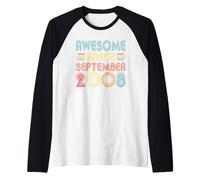 18th Birthday Idea Awesome Since September 2008 18 Years Old Manche Raglan