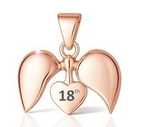 18th Joyeux Anniversaire Amour Coeur Charm - argent sterling 925 avec Or Rose pour Pandora Moments Bracelet à Breloque et Collier - Cadeau pour sa Sœur, Fille, Filles, Femme - 18 ans