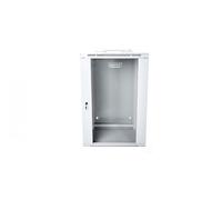 18U wall mounting cabinet 19" rack 600x600, glass door, double sectioned, mounted, 60kg, grey (RAL 7035)