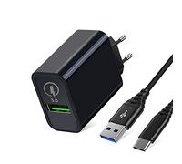 18W Chargeur Secteur Rapide pour Samsung A52 A72 A32 A22 4G/5G A02S A12 S9 S8 Plus A50 A70 A71,M32 M12,Galaxy Note 20 Ultra,QC3.0+1.5M USB C Cable