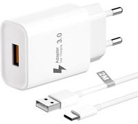 18w Chargeur Usb Avec 2m Câble Usb C Charge Rapide Pour Samsung Galaxy S23+/S22/S21/S10/S9/S8/A14/A34/A54 5g,Xiaomi,Redmi,Huawei, Quick Charge 3.0 Adaptateur Prise Usb Secteur Chargeur Telephone
