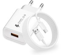 18W Fast USB Charger with 2M USBC Cable for Samsung Galaxy A15/A53/A13/A14/A16/S10/S9/S8/A32/A21S/A53/S23/S22/S21, Xiaomi, iPhone 15 16 Pro Max, QC 3.0 Fast Charger USB Plug Adapter