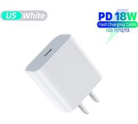 18w Pd Qc4.0 chargeur rapide tête de charge + 1m de câble de données rapide adaptateur de charge blanc
