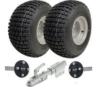18x9.50-8 ATV Quad Trailer Kit Knobby Wheels Hub & Stub Axles Swivel Hitch 204kg