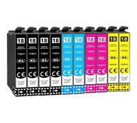 18XL Cartouches d'encre Remplacer pour Epson 18 XL Compatible avec Epson Expression Home XP-325 XP-202 XP-205 XP-212 XP-225 XP-305 XP-315 XP-402 XP-405 XP-412 XP-415 XP-425 (10-Pack)