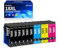 18XL Multipack Cartouche d'encre pour Epson 18 XL pour Epson Expression Home XP 322 XP-202 XP-205 XP-212 XP-215 XP-225 XP-30 XP-302 XP-305 XP-312 XP-315 XP-102 XP-325 XP-402 (Paquet de 12)