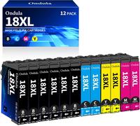 18XL Multipack Ink Cartridge for Epson 18 XL for Epson Expression Home XP 322 XP-202 XP-205 XP-212 XP-215 XP-225 XP-30 XP-302 XP-305 XP-312 XP-315 XP-102 XP-325 XP-402 (Pack of 12)