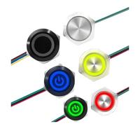 19/22/25/30mm With wires Short Stroke Metal Push Button Switch 1NO Momentary Self Reset Power Led Light 12-24V/220V NWPNLXEA(Tri-colour(1NO),3-6V)