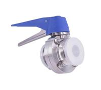 19 25 32 38 45 51mm Pipe OD x 1.5" 2" Tri Clamp Sanitary Butterfly Squeeze Trigger Flow Control Valve SUS 304 Stainless Brewing(304,32mm OD K50.5mm)