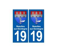 19 Beaulieu-sur-Dordogne blason ville autocollant plaque sticker - Angles : droits